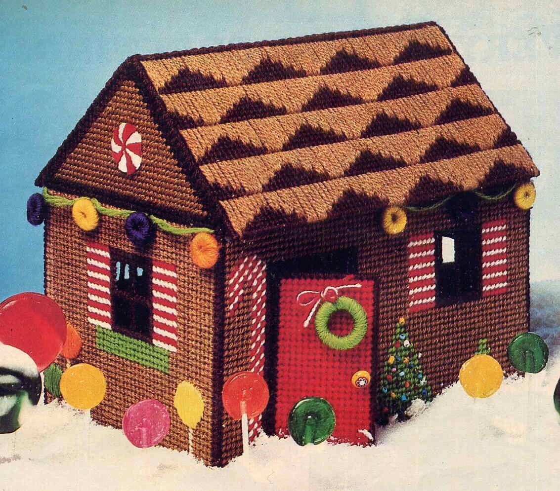 Gingerbread House Plastic Canvas Needlepoint Pattern Christmas