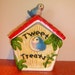 Vintage Cookie Jar Bird House With Bluebirds