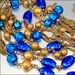 Peacock Foil Glass Art Deco Necklace Venetian Bead Brass Chain Art Deco Jewelry Vintage 1930s