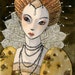 FREE SHIPPING - Elizabeth 1 - Original ACEO - 2.5 x 3.5 tiny artwork - one of a kind