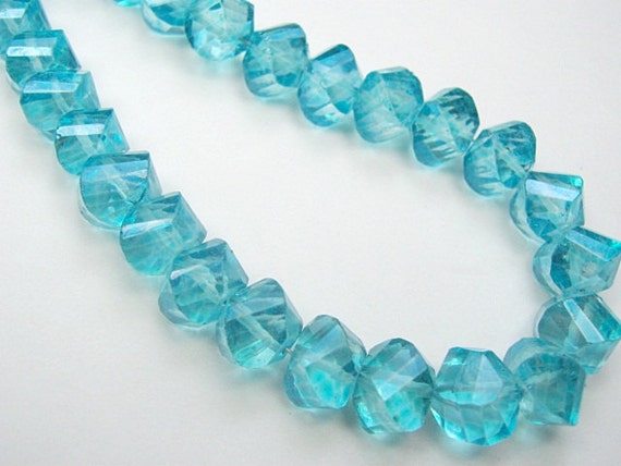 Teal Quartz Gemstones. Faceted Twist Cushions. Semi by luxbeads