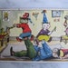 Very Old Dressed Cats postcard. Dressed kittens play Circus. 1950 Era