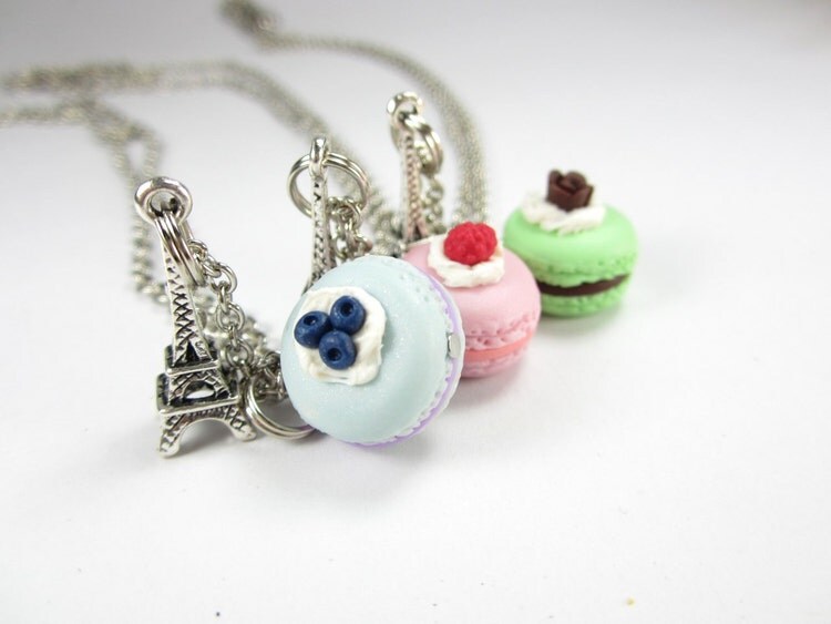 BFF Paris Macaron Necklace Friendship Necklace 3pcs food by fwirl