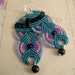 Colorful Beaded Macrame Earrings in Teal and Black