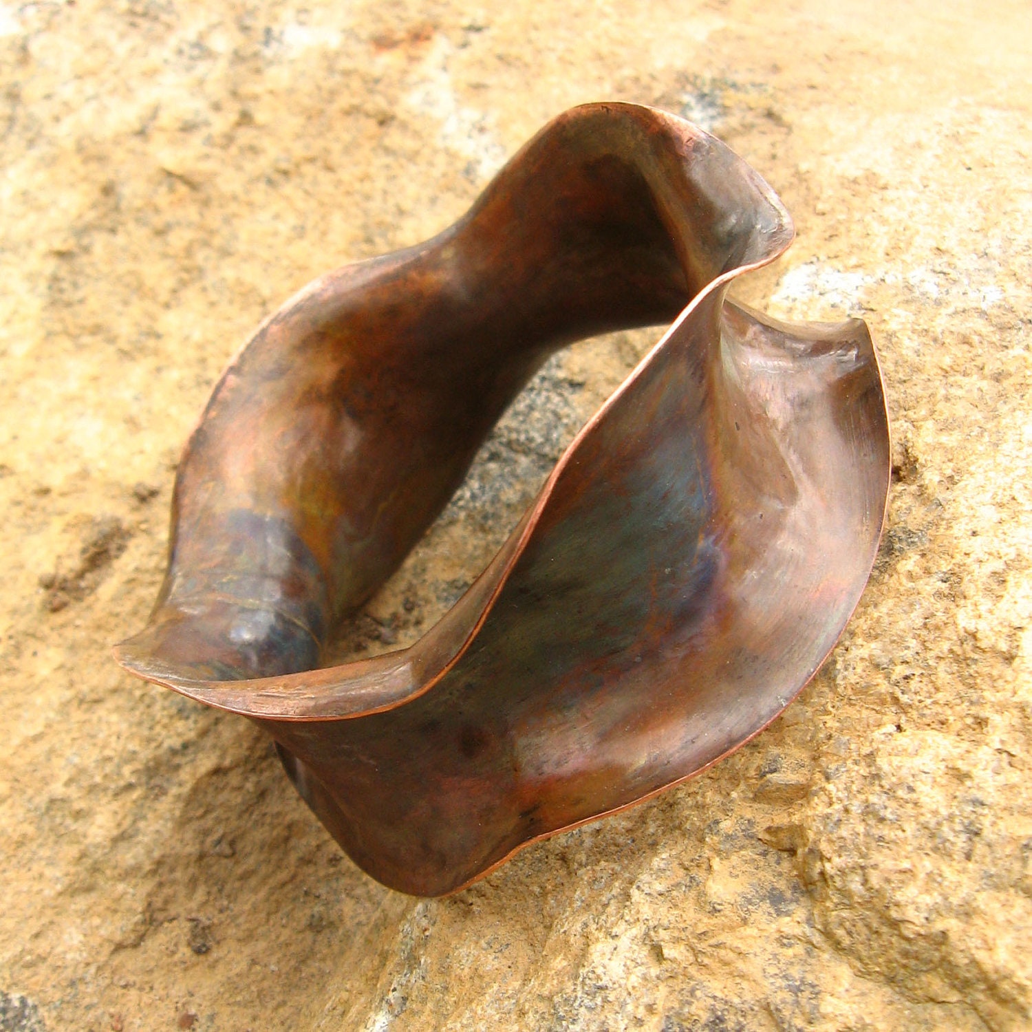 Anticlastic Heat Treated Copper Wide Copper Bangle One of a