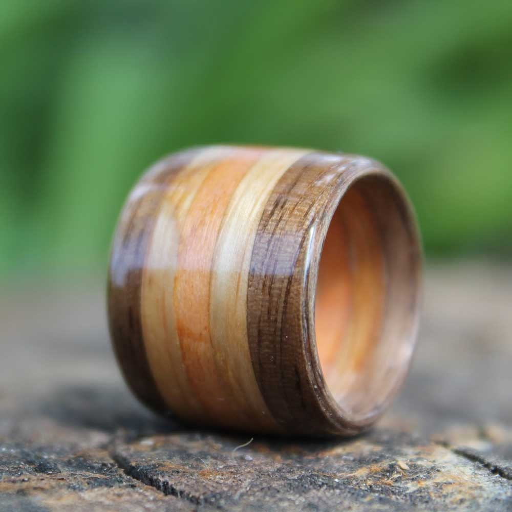 Bentwood Ring Three Wood Inlay