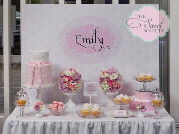 FRILLY DAMASK Printable Party Backdrop - you print Il_570xn