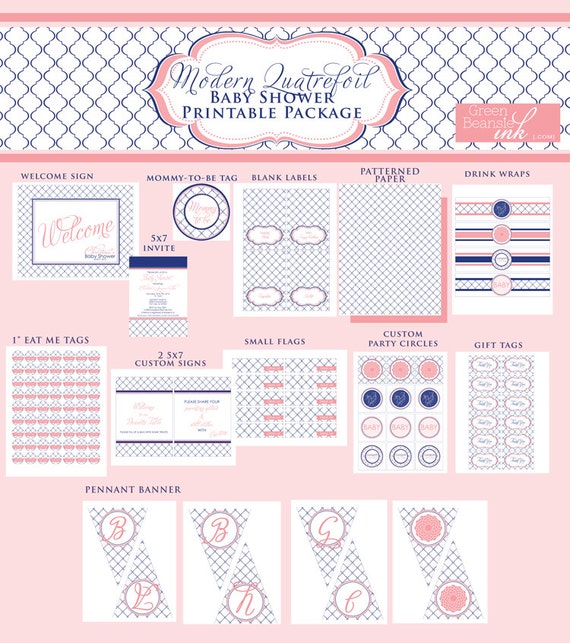 MODERN QUATREFOIL Printable Party Decor Package Il_570xn
