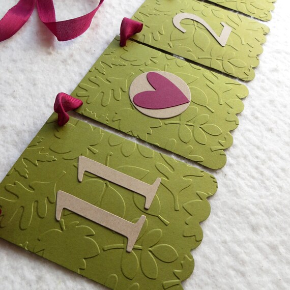 Wedding Date Banner Fall - Embossed Leaves - MADE TO ORDER - Save The Date Photo Prop Fall Wedding Decor Il_570xn