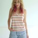 70s Retro Rainbow Stripe Crop Tank Top Shirt - SMALL S - Vintage