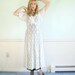 Bohemian Flutter Sleeve Vintage 80s SS Sheer Ivory White Lace Maxi Dress S/M