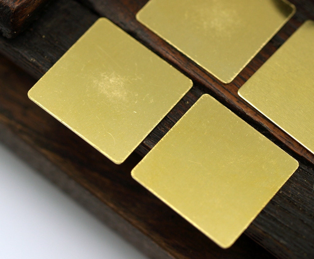 Brass Square Blank 12 Raw Brass Square Blanks 20x20mm A0098