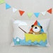 Playful Pillow with Bear in the Boat RESERVED