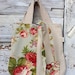 Small Cotton Tote, Blooming Bright Colors, Flowers in Printed Canvas, Handheld Bag, Tissue Holder