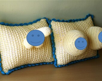 Original Gifts - Warning - Adults Only - Set of Crocheted Pillows - Penis Pillow & Booby Pillow