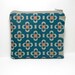 Small Zipper Pouch - Flower in Orange, Taupe and Teal