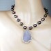 Large Druzy Necklace Wire Wrapped Peacock Pearl Lavender Druzy Crystal Choker Necklace Bold Druzy Statement Necklace Bohemian Beach Wedding