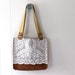Waxed Canvas Tote Bag with Repurposed Lace - Rusty Brown