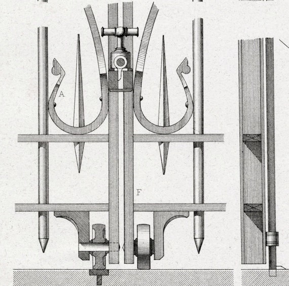 1880 French Antique Engraving of Decorative and Architectural Metalwork. Porch Gate at Church of St. Martin in Brive. Plate 11