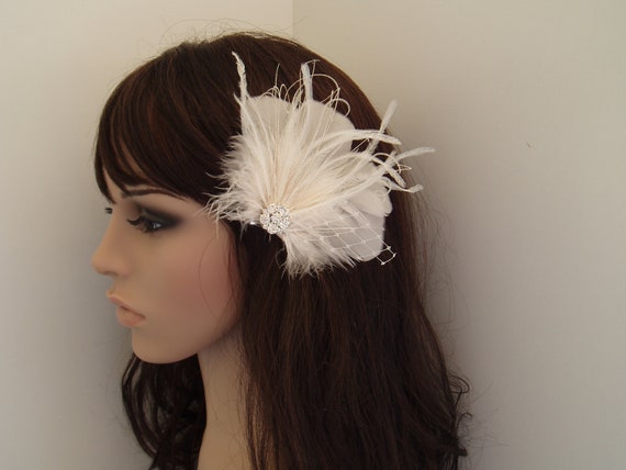 Ivory Wedding hair accessory, Bridal hair accessories, Wedding hair piece, Fascinator Clip, Ivory Hair Clip, hairclip