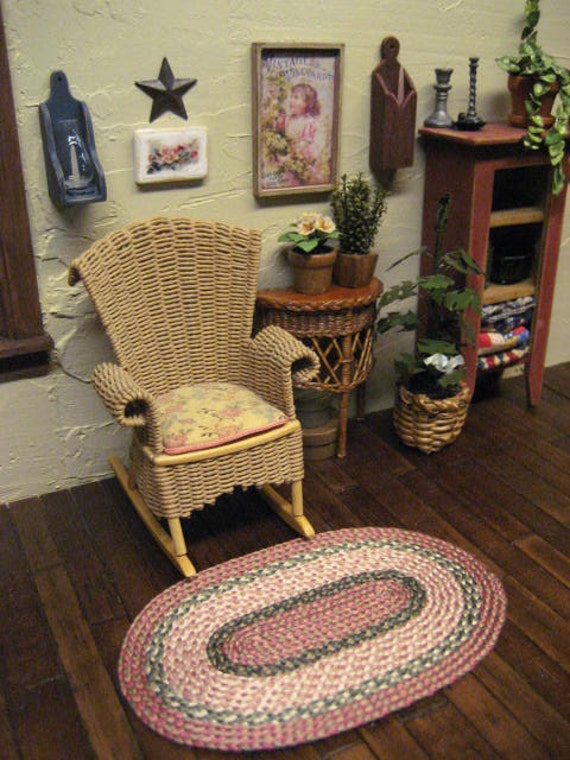 Miniature Hand BRAIDED RUG Dollhouse Country Mat