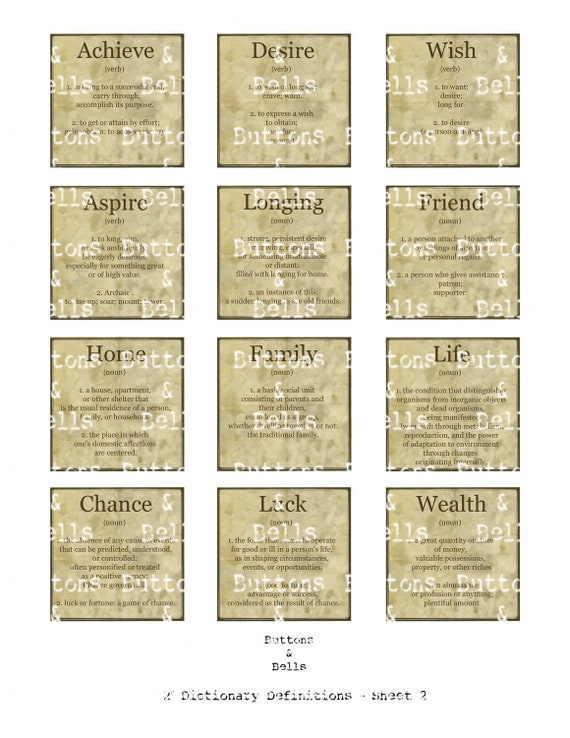 Items similar to Digital Scrapbook Dictionary Definitions