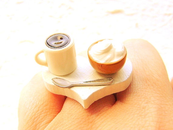 Coffee Ice Cream Miniature Food Ring by SouZouCreations