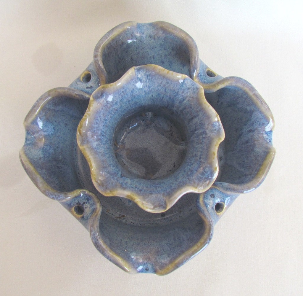 Pottery Vase Flower Frog Freckled Blueberry by CenteredClayWorks