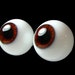 22mm pair of German Blown Glass Eyes in "Chocolat Noir"