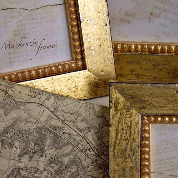 4x6 Narrow Distressed Soft Gold Photo Frame by mackenzieframes