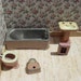 Vintage Metal Dollhouse Furniture - Tootsie Toy Bathroom in Pink - Half Scale