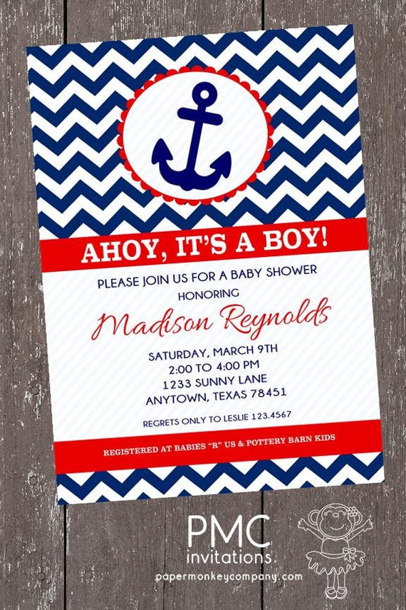 Baby Boy Shower Invitations Nautical Theme 4