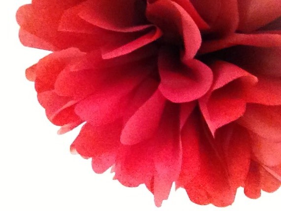 OXBLOOD / 1 tissue paper pom pom / diy / wedding decorations / ruby anniversary party / red decorations / hanging poms / aisle marker poms Il_570xn