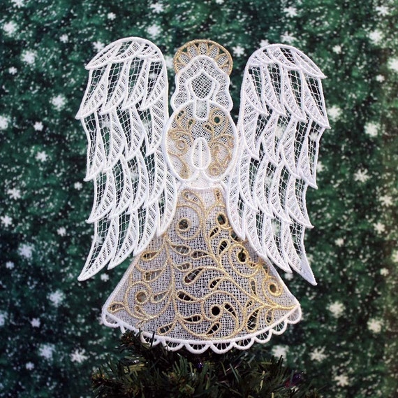 Gold-Trimmed Victorian Lace Angel Tree Topper