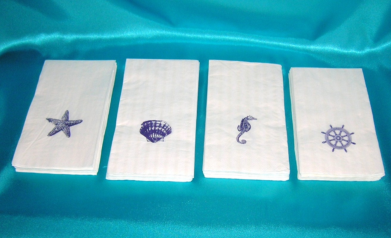 Beach Theme Napkins For Wedding Receptions by JustForTheShellOfIt