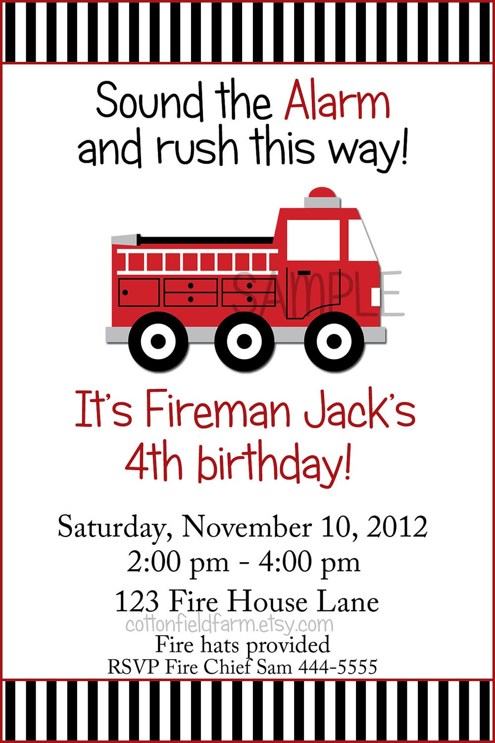 Fire Truck Birthday Party Invitations 1