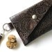 LEATHER Passport Wallet Case with Wristlet Handle - Triple Three Pocket - Rustic - Textured Leaves Swirl Pattern
