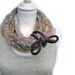 Crocheted extra long infinity scarf , wool yarn dusty pink, beige, lilac, chocolate brown. Chunky winter accessories