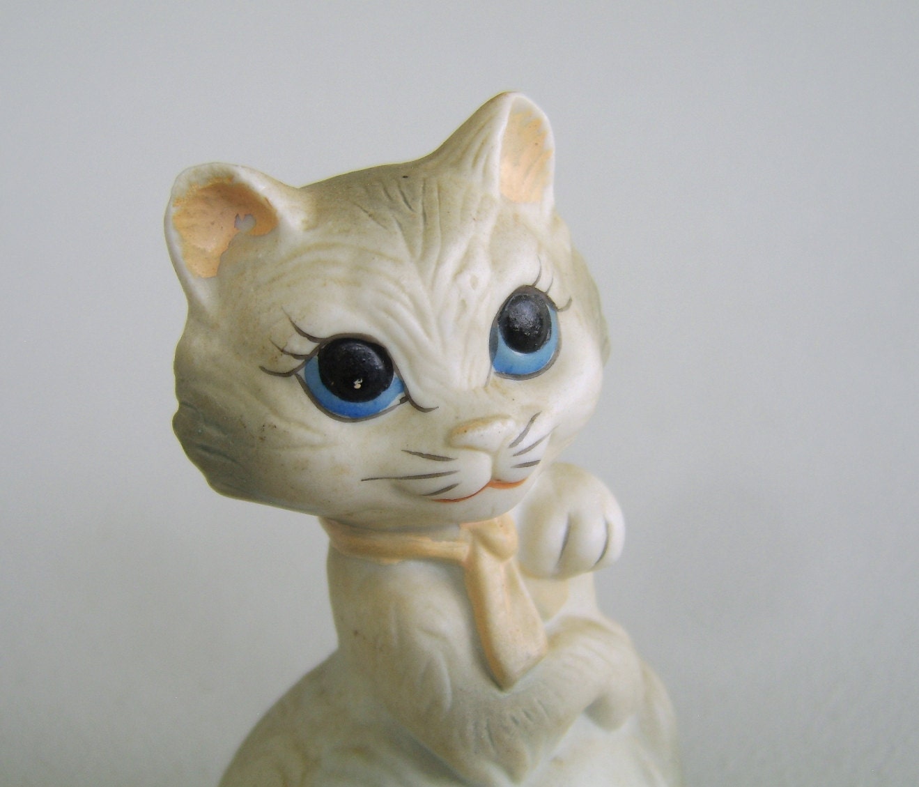 Vintage Bisque Porcelain Cat Bell JSNY Taiwan