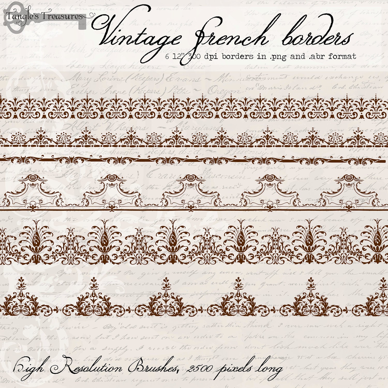 Vintage French Borders digital clip art and photoshop