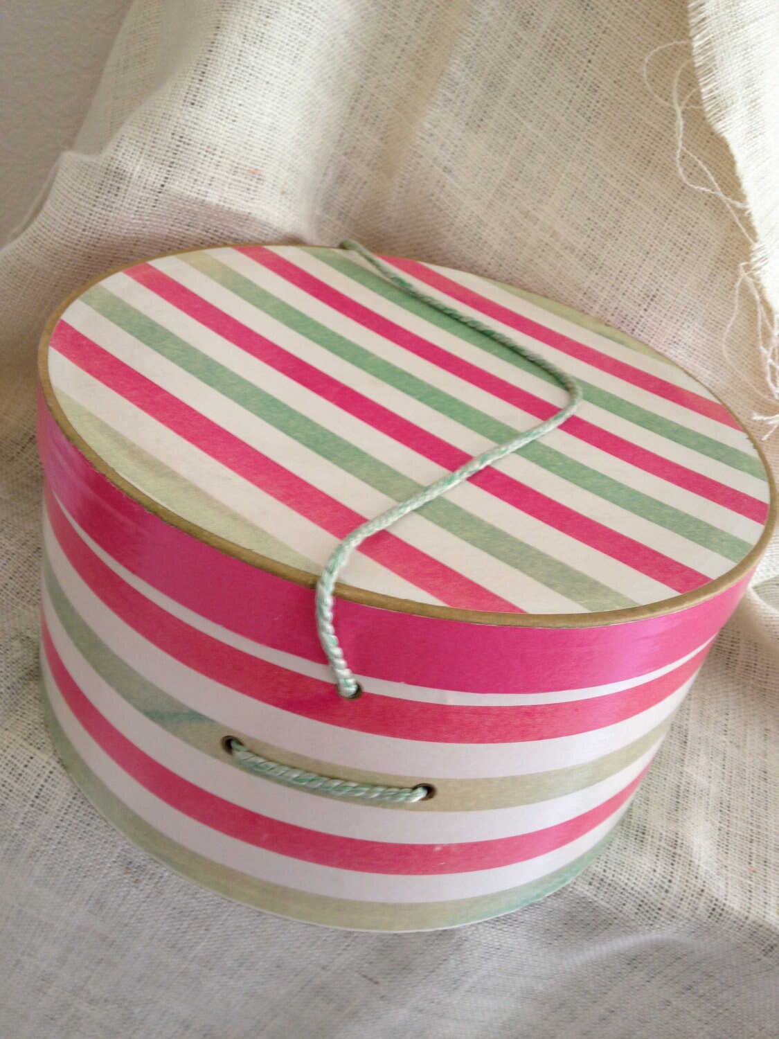 striped hat box
