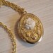 Gold Locket Necklace Rose Oval Photo Locket Ivory Flower Wedding Mothers Day Locket