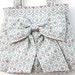 Clearance--Vintage Floral Bow Bag / Purse w/ Double Handles--Cream/teal floral , Last one available