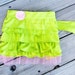 Little girl ruffle half apron in green with pink tulle