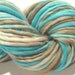 Bulky Handspun Yarn Robin's Nest 52 yds, thick and thin, hand dyed merino wool, turquoise blue brown knitting supplies crochet supplies