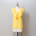 1980s Silk Blouse - Yellow Ruffle Collar Tank Top