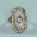 Art Deco Diamond Ring Camphor Glass 14K White Gold Signed PSCO