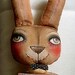 Original folk art doll Another shy bunny on the cube OOAK