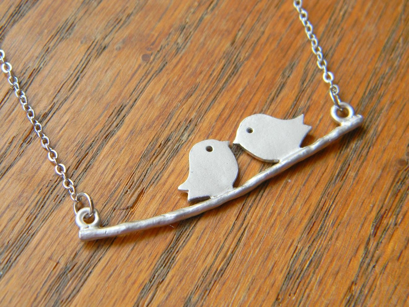 Love Bird Necklace Silver Necklace Sweet Love by DanaCastle