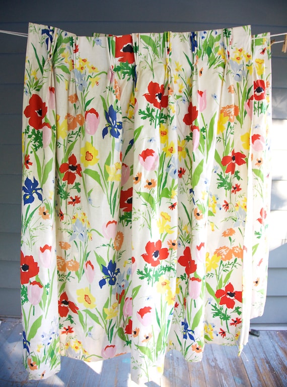 Vintage Curtains 1960's VERA floral print pair by VintageCommon